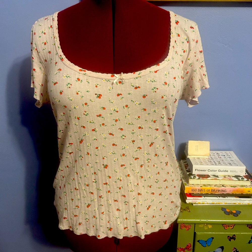 Doen lightly worn strawberry top